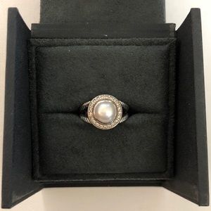 David Yurman Pearl Ring with Diamonds - Size 5.5